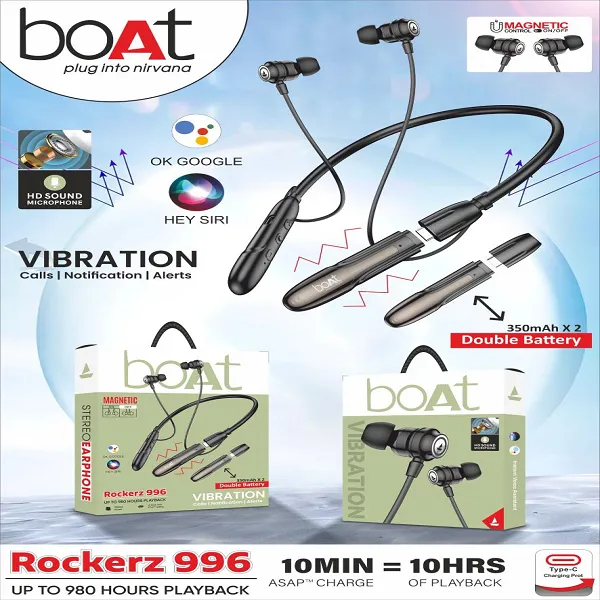 BOAT ROCKERZ 996 DUBBLE BATTERY WIRELESS NECKBAND