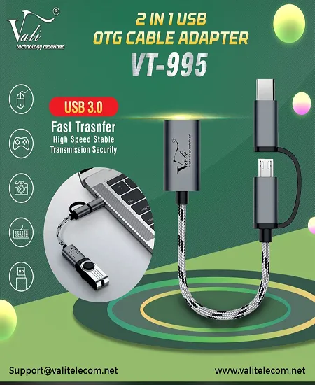 VALI VT-995 2 IN 1 USB OTG CABLE