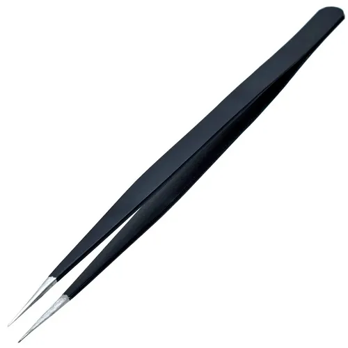 NEW BLACK STRAIGHT STEEL TWEEZER
