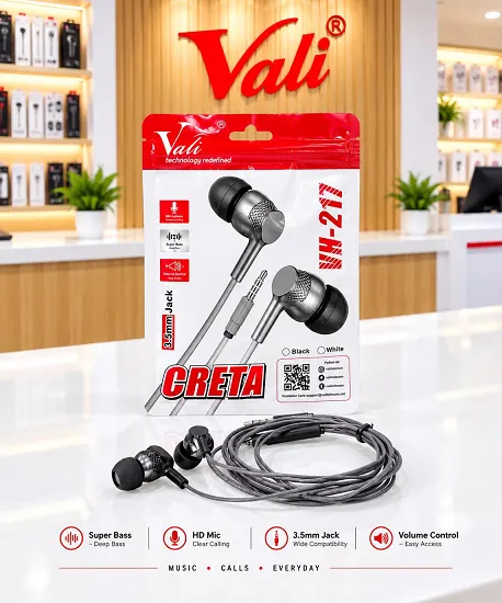 NEW VALI CRETA SERIES VH- 217 STEREO POLLY EARPHONE PREMIUM QUALITY